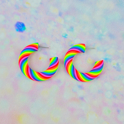 Neon Rainbow Twisted Hoops