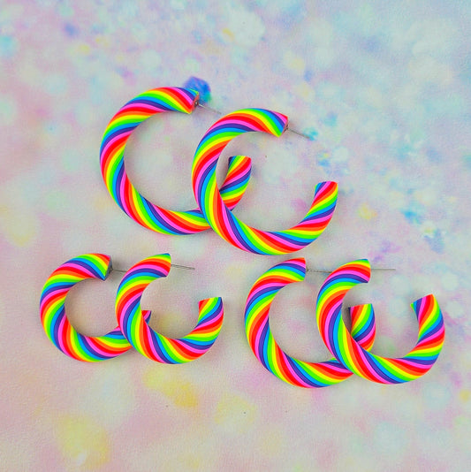 Neon Rainbow Twisted Hoops