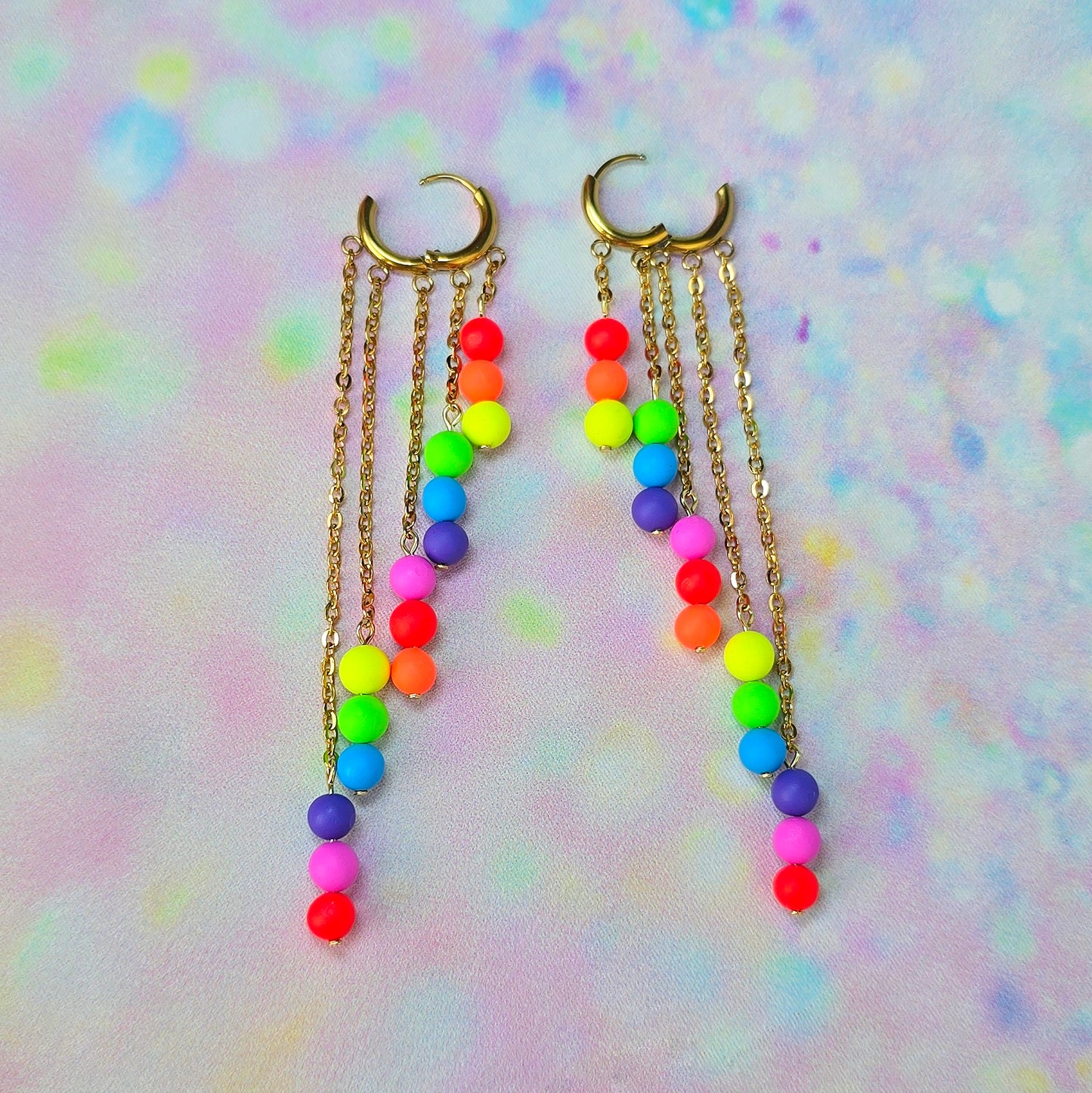 Neon Rainbow 5 Drop Dangles