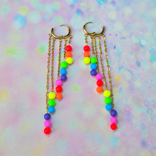 Neon Rainbow 5 Drop Dangles