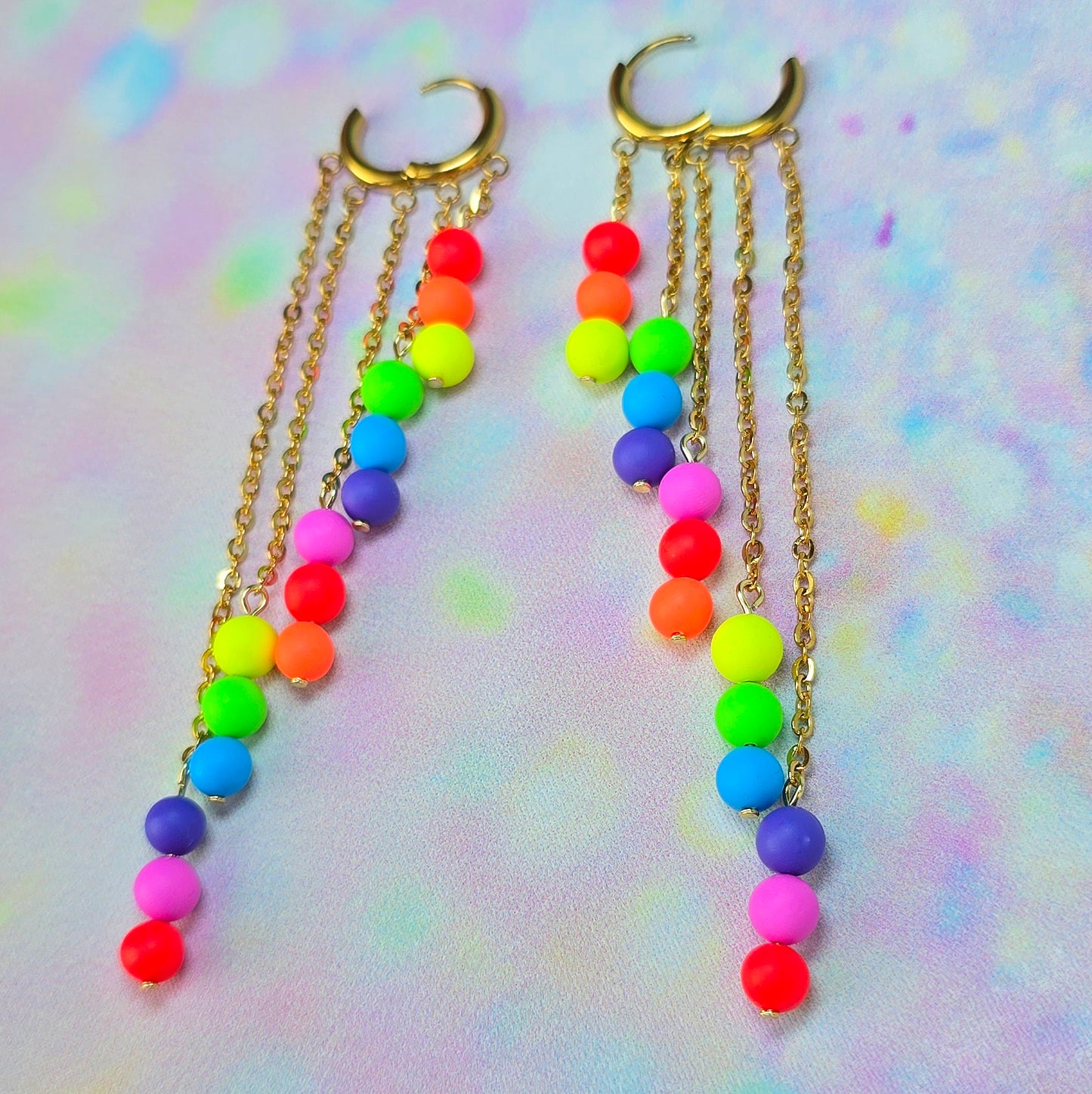 Neon Rainbow 5 Drop Dangles