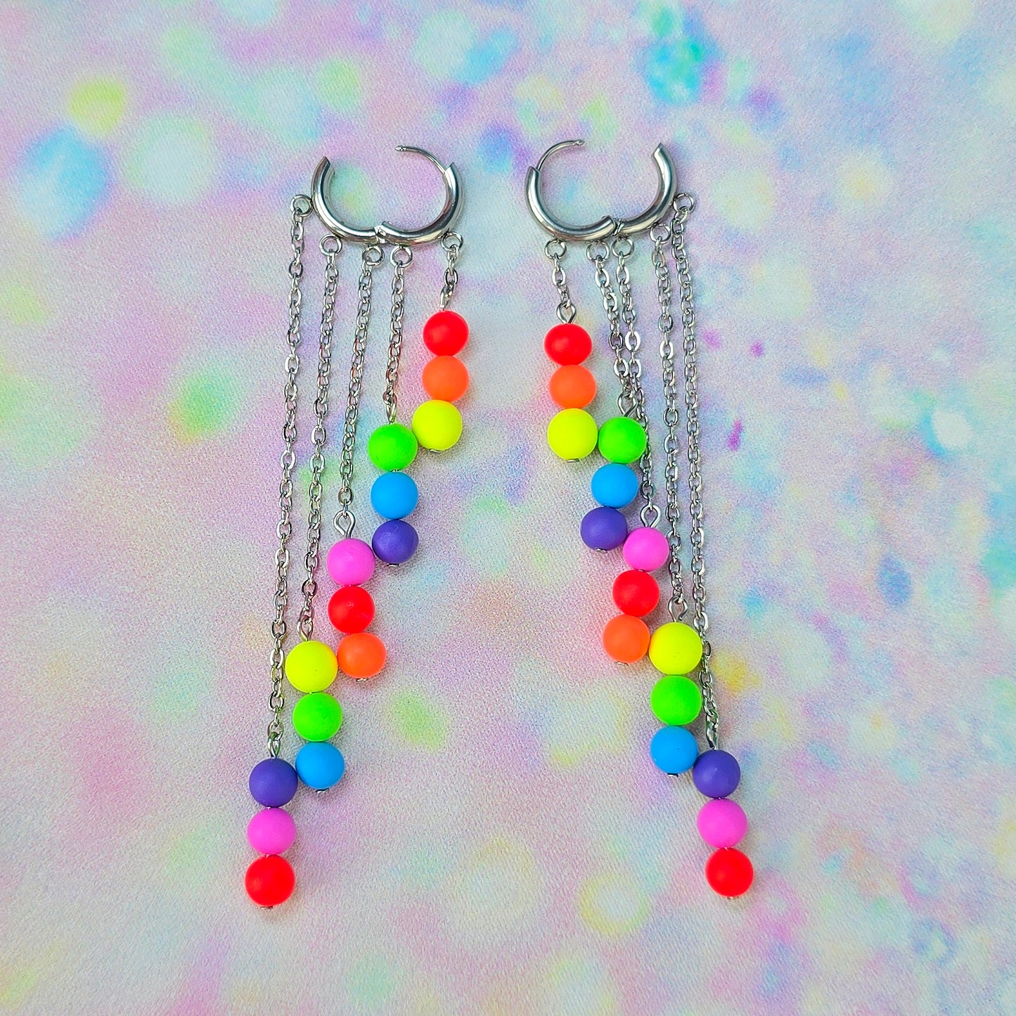 Neon Rainbow 5 Drop Dangles