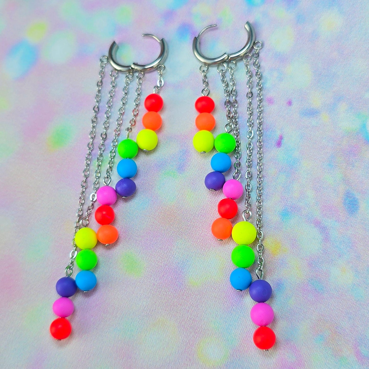 Neon Rainbow 5 Drop Dangles