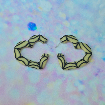 PRE ORDER Mega Glow in the Dark Spider Web Heart Hoops