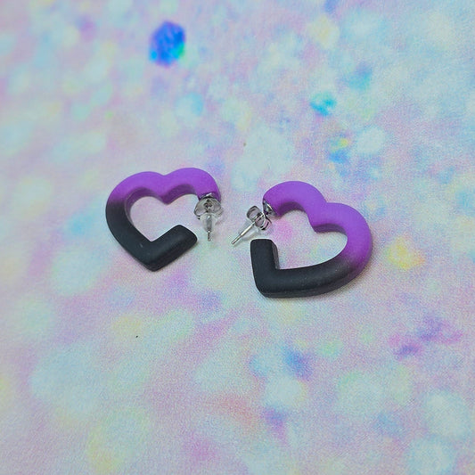 Mini Purple Halloween Ombre Heart Hoops