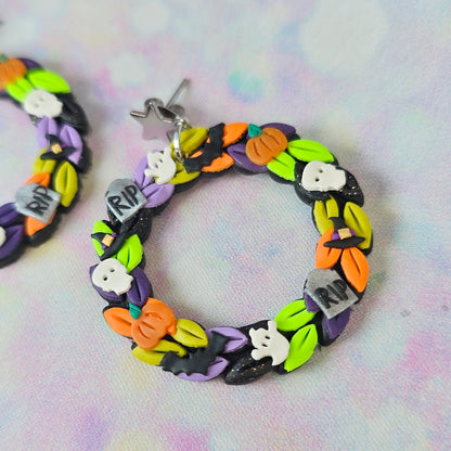 PRE ORDER Spooky Halloween Wreath Earrings