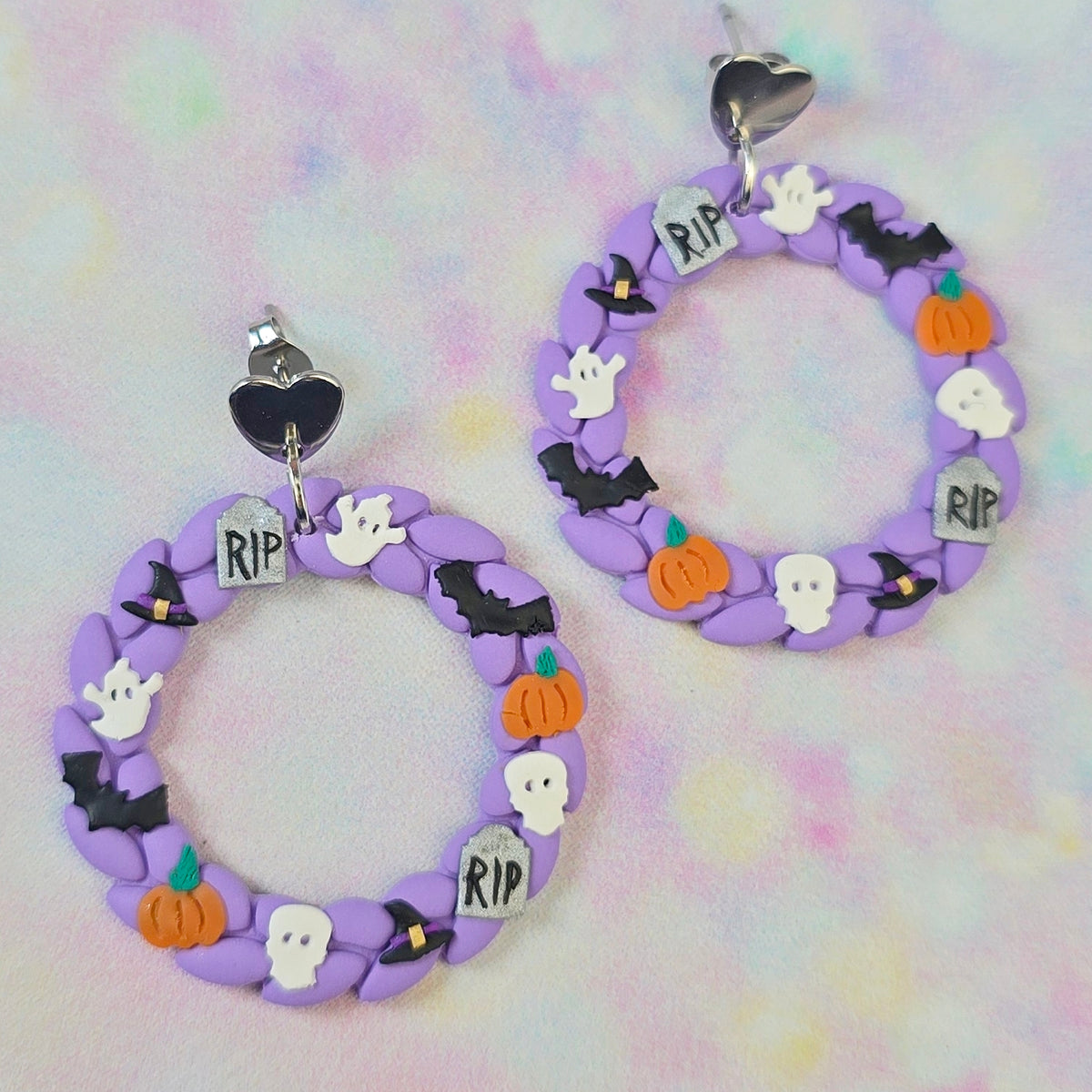 PRE ORDER Pastel Halloween Wreath Earrings