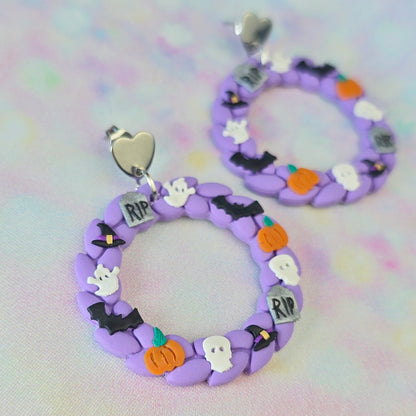 PRE ORDER Pastel Halloween Wreath Earrings