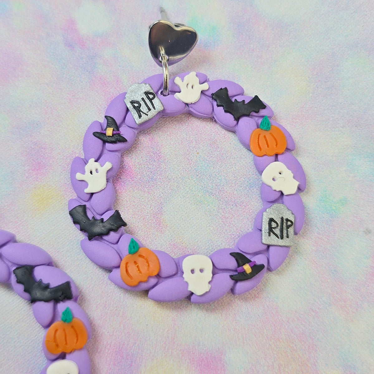 PRE ORDER Pastel Halloween Wreath Earrings