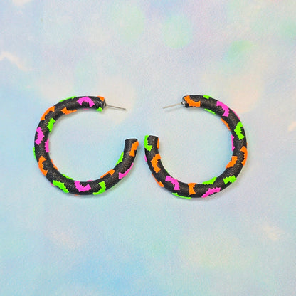 Bat Clay Hoops in Neon Party