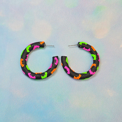 Bat Clay Hoops in Neon Party