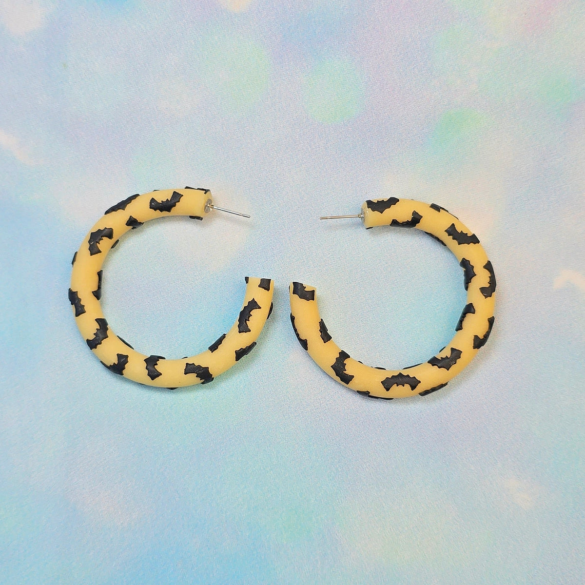 Bat Clay Hoops in Glow in the Dark