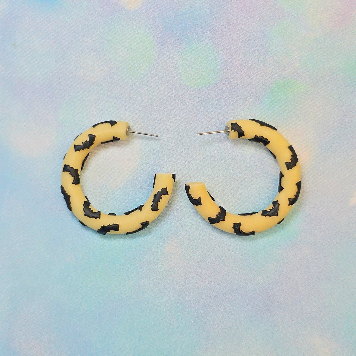 Bat Clay Hoops in Glow in the Dark