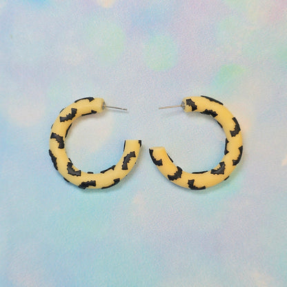 Bat Clay Hoops in Glow in the Dark