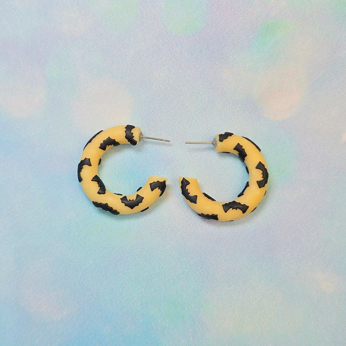 Bat Clay Hoops in Glow in the Dark
