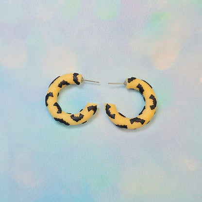Bat Clay Hoops in Glow in the Dark
