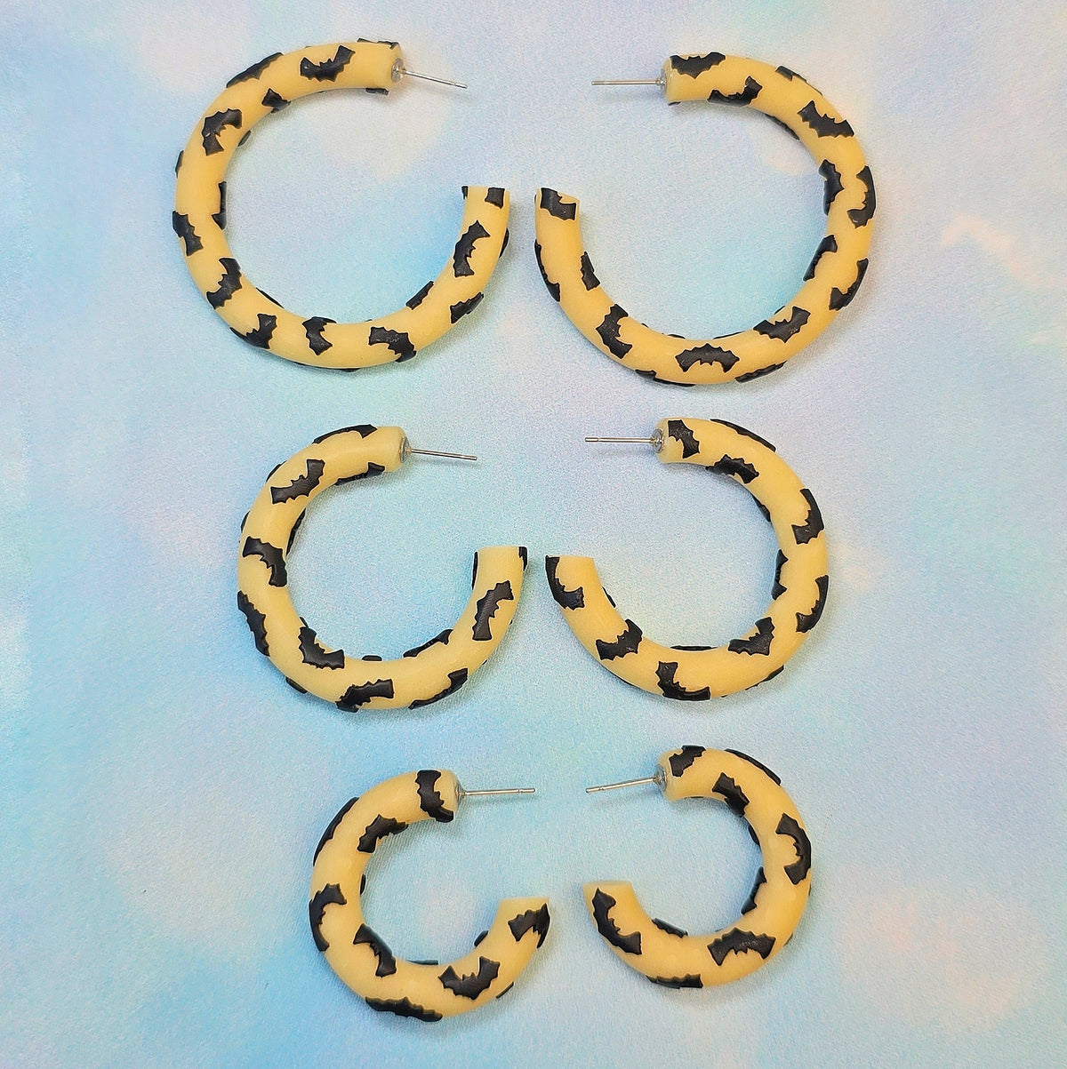 Bat Clay Hoops in Glow in the Dark