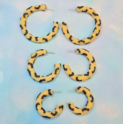 Bat Clay Hoops in Glow in the Dark
