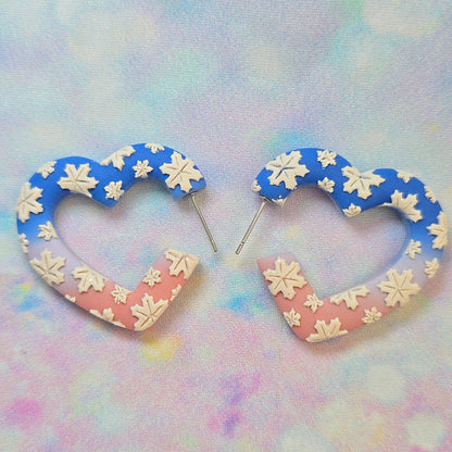 PRE ORDER Christmas- Medium Winter Wonderland Heart Hoops