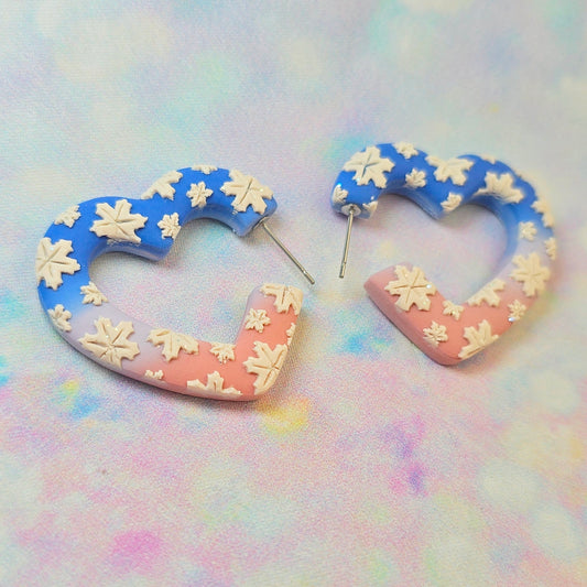 PRE ORDER Christmas- Medium Winter Wonderland Heart Hoops