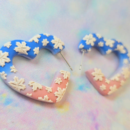 PRE ORDER Christmas- Medium Winter Wonderland Heart Hoops