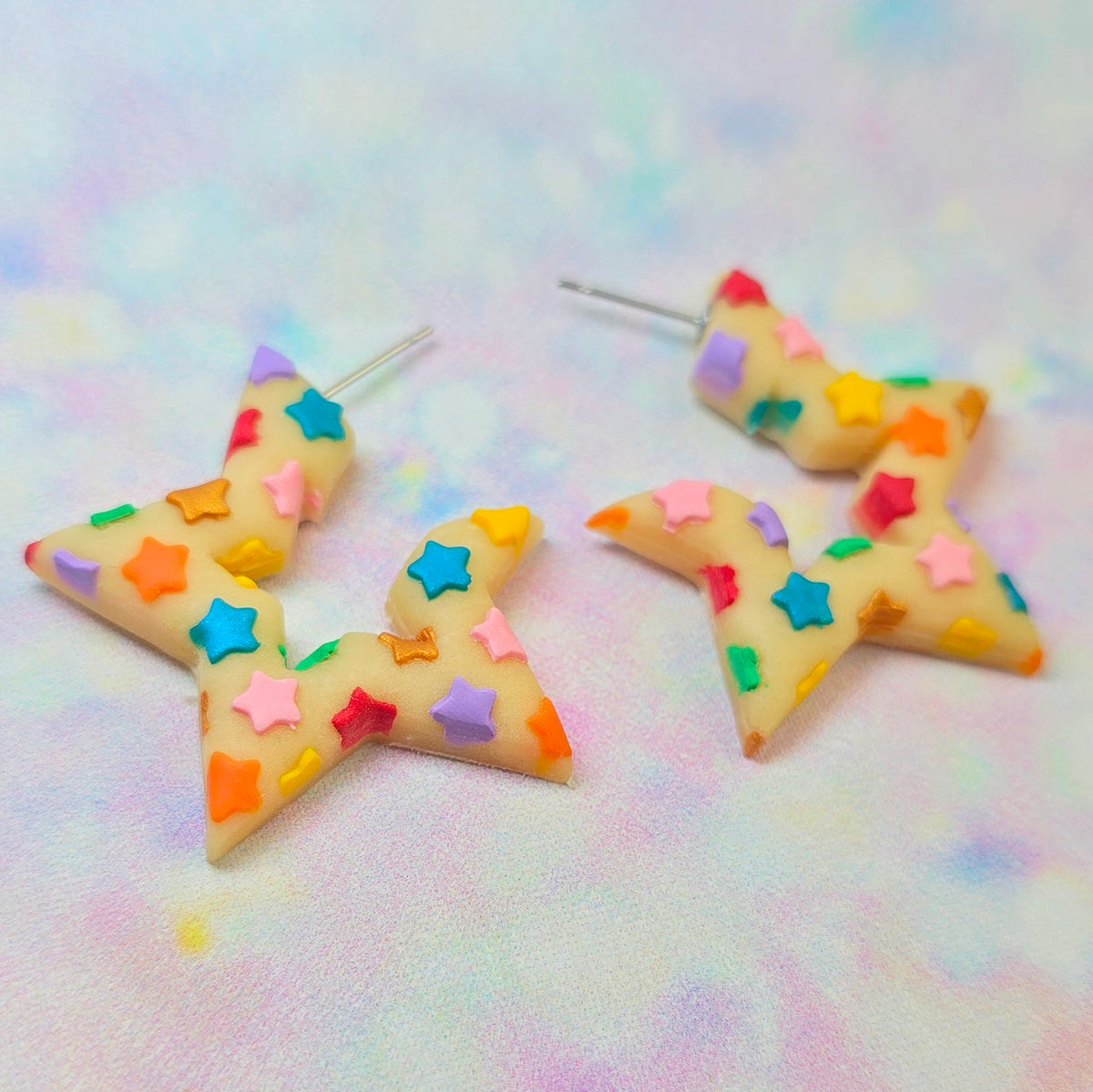 PRE ORDER Christmas- Medium Glow in the Dark Star Hoops