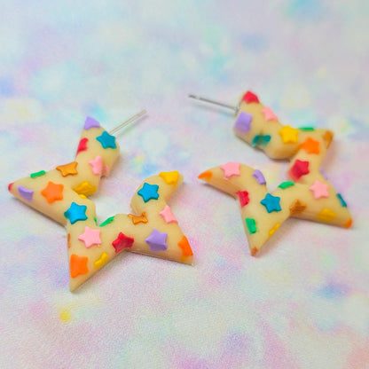 PRE ORDER Christmas- Medium Glow in the Dark Star Hoops