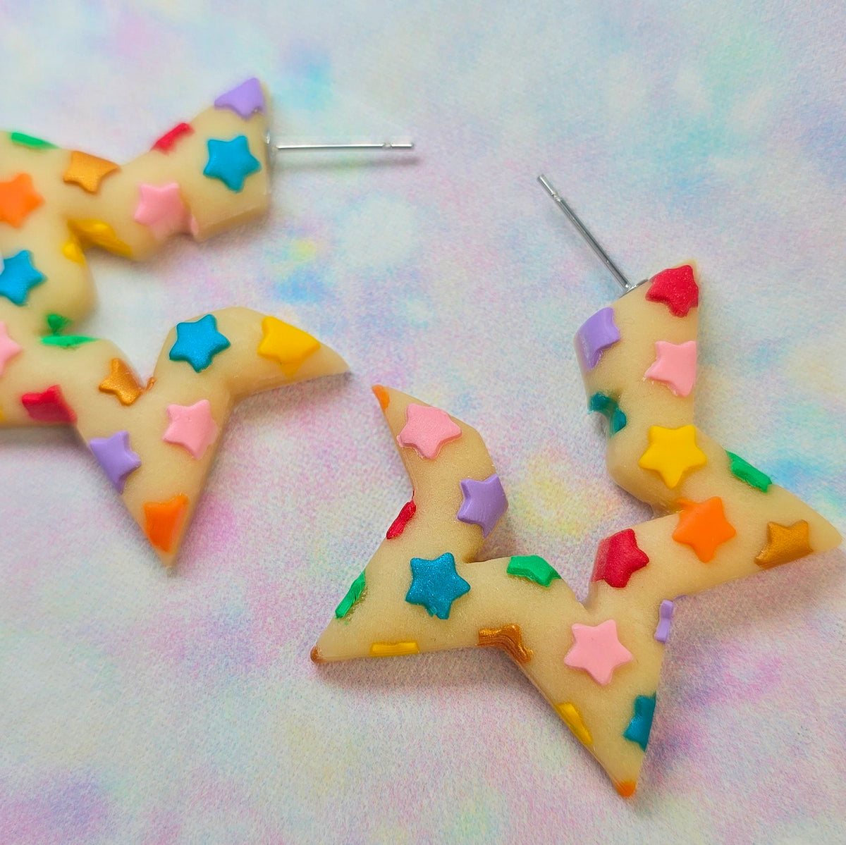 PRE ORDER Christmas- Medium Glow in the Dark Star Hoops
