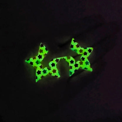PRE ORDER Christmas- Medium Glow in the Dark Star Hoops