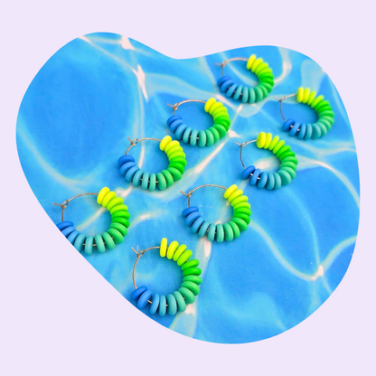 Blue Lagoon Mini Beaded Hoops