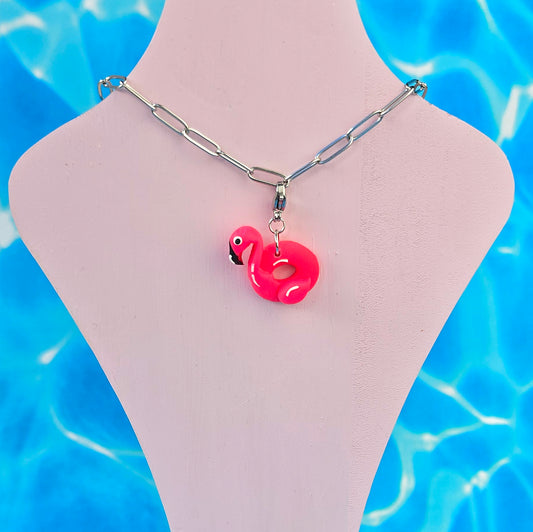 Flamingo Float Necklace Charm (Charm Only)