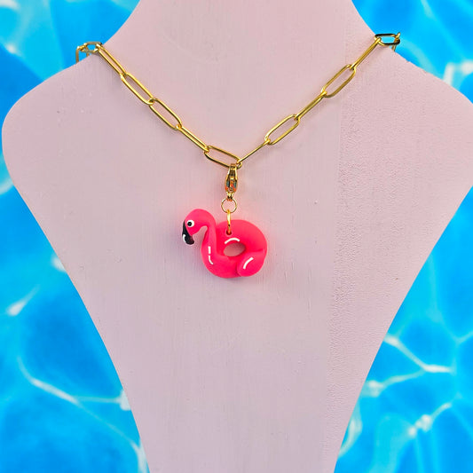Flamingo Float Necklace Charm (Charm Only)