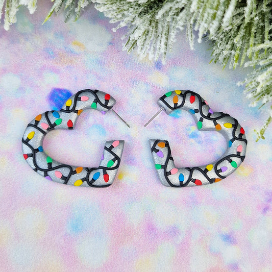 Christmas- Fairy Light Large Heart Shaped Hoops